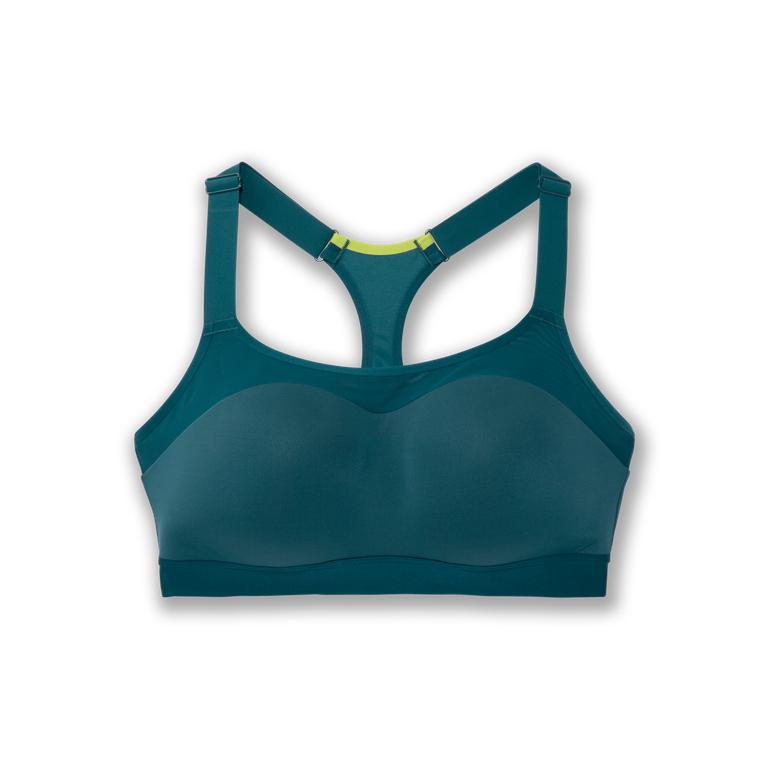 Brooks Dare Racerback Womens Running Bra - Deep Sea Blue/Lime/DarkCyan - Indonesia (KHUQ-86725)